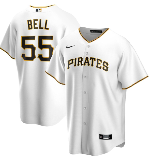 Men's Pittsburgh Pirates #55 Josh Bell 2020 White Cool Base Stitched Jersey